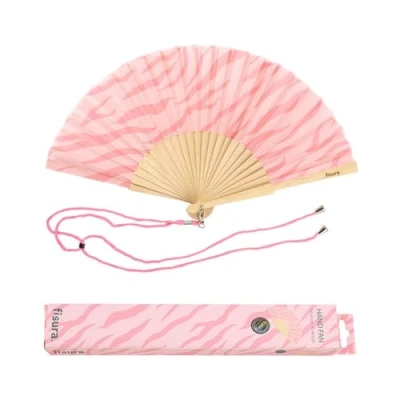 Abbildung von Fisura Origineller Handfächer mit Eiscreme Aufdruck. Moderner Fächer aus Holz. für Kinder. Rosa Fächer. Maße: 42,5 x 23 cm. Materialien: Holz und Textil.