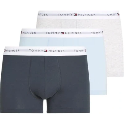 Abbildung von Tommy Hilfiger Herren 3er Pack Boxershorts Trunks mit Logobund, Mehrfarbig (Ice Hthr/Mil Den/SWT Blu), XL