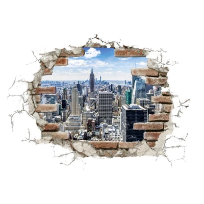 Abbildung von Komar Deco Sticker Break Out NYC Größe:100 x 70 cm (Breite Höhe) Wandtattoo, Wand, Dekoration, Aufkleber, Sticker, Kinderzimmer, Mauerdurchbruch 17725h