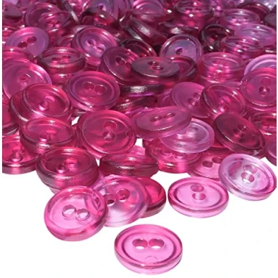 Abbildung von AERZETIX C56366 Set mit 100 runden Knöpfen Ø11,5x2,2 mm 2 Löchern transparente Pflaumenfarbe aus Kunststoff Durchmesser der Öffnung