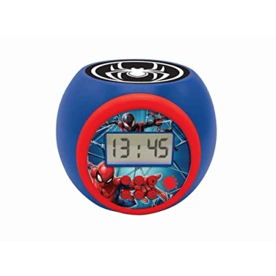 Abbildung von Lexibook Projector Wecker Spiderman Marvel mit Schlummerfunktion und Weckfunktion, Nachtlicht Timer, LCD Bildschirm, Batteriebetrieb, Blau/Rot, RL977SP
