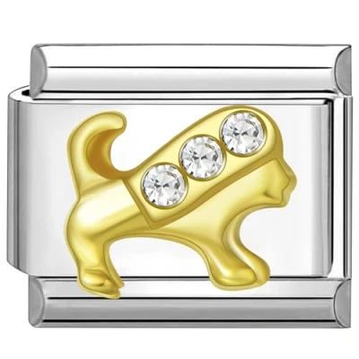 Abbildung von Quiges 9mm Italian Style Charm Modul Edelstahl Zirkonia Horoskop Löwe für Italienische Armbänder