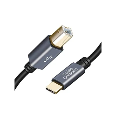 Abbildung von CableCreation USB C Druckerkabel 2M, auf B 2.0 Kabel, zu Typ Kabel Kompatibel mit MacBook Pro, HP, Canon, Brother, Samsung Druckern usw. PVC Aluminiumgehäuse, 6,6 FT/Schwarz