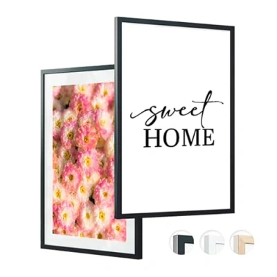 Abbildung von edihome, Bilderrahmen a3, (2 Stück), 29,7 x 42, Holz, Photo Frame, Rahmen din für Diplome, bruchsicheres Acrylglas, Poster und Bilder, Hoch Querformat (Schwarz, 2 Stück)
