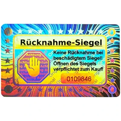 Abbildung von 70 Stk 3D Hologramm Siegel mit Seriennummer 40 * 25mm silber glänzend Rücknahmesiegel, Sicherheitssiegel, Qualitätssiegel, Garantiesiegel, Papiersiegel, Klebesiegel, Security