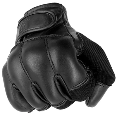 Abbildung von TacFirst SECURITY Quarzhandschuhe H014 360 schnitthemmend, Touchscreen Sommer CoolDuty atmungsaktive Echtleder Quarzsand Einsatzhandschuhe (Schwarz, XL)