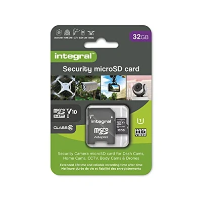 Abbildung von Integral Micro SD Sicherheitskarte, 32 GB, für Dashcams, Heimkameras, CCTV, Body Cams und Drohnen Verlängerte Lebensdauer zuverlässige Aufnahmezeit Zeit mit hoher Ausdauer