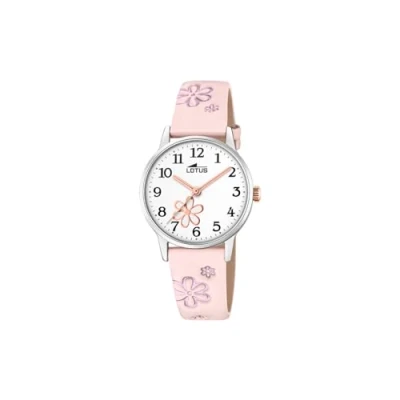 Abbildung von Lotus JUNIOR Uhr für Kinder in der Farbe Roségold mit Armband aus Leder, Wasserdichtigkeit: 5 bar, Gehäusedurchmesser: 30 mm, 18863/2