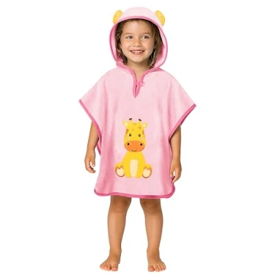 Abbildung von LAYNENBURG Premium Badeponcho Kinder mit Kapuze 100% Baumwolle OEKO TEX Baby Jungen Mädchen Handtuch Poncho Frottee 1 3 Jahre/Giraffe