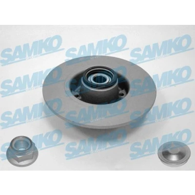 Abbildung von SAMKO R1005PRCA Bremsscheibe 240 8 4 voll beschichtet mit Radlagersatz, ABS Sensorring Zubehör RENAULT: CLIO III Grandtour, 3