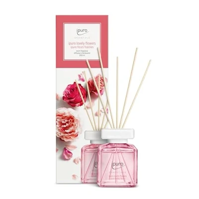 Abbildung von ipuro Essentials Raumduft LOVELY FLOWERS 200ml Raumerfrischer mit Ylang Ylang, Rose, Maiglöckchen, Vanille &amp; Moschus Duft Aroma Diffuser Stäbchen Lufterfrischer für die Wohnung