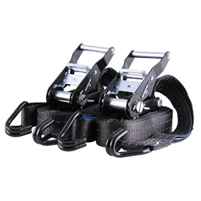 Abbildung von Sandax 2er Set Spanngurte mit Ratsche, Haken &amp; Reflektorstreifen, Zweiteilige Profi Zurrgurte belastbar bis 2000kg, 35mm breit, 6m (6 Meter) lang, Farbe Schwarz, Ratschenspanngurte/Ratschengurte