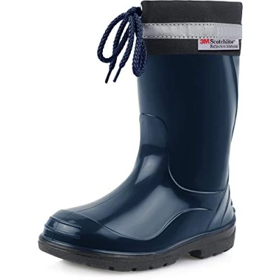 Abbildung von Ladeheid Kinder Gummistiefel mit Stulpe Regenstiefel für Jungen und Mädchen LA 972 (Dunkelblau/Schwarz, 35 EU)