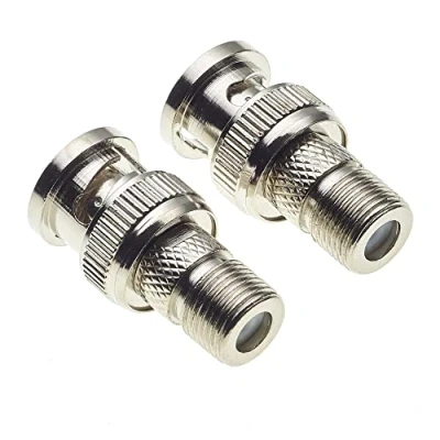Abbildung von BNC Stecker auf F Buchsen Adapter, 2 Stück vernickelt mit Zinkgehäuse, für Scanner, Kameras, RF Funkantennen und Videoanwendungen, CCTV Tonnenkupplung