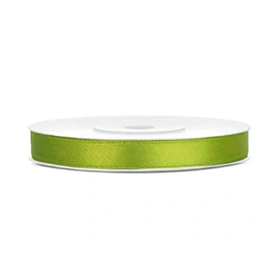 Abbildung von Satinband Polyester Schleifenband Seidenband Geschenkband 6/12/25/38/50/100 mm x 25 m (Größe 6mm 25m Farbe Apfelgrün)
