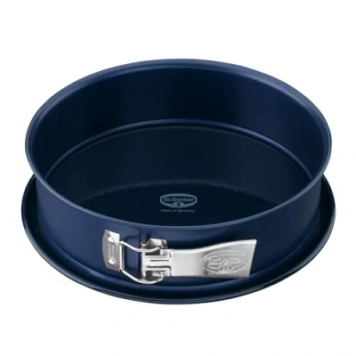 Abbildung von Dr. Oetker Springform Ø 28 cm Back Liebe Emaille Runde Backform mit schnitt &amp; kratzfestem Boden 28er Kuchenbackform extra hohem Rand in Dunkelblau