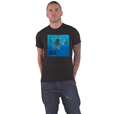 Abbildung von Nirvana T Shirt Nevermind Album Cover Band Logo Neu Offiziell Herren Schwarz Größe XXL