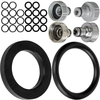 Abbildung von Ersatz Dichtungen Mix Set, 24 Stück, für G 3/4&quot; Zoll Garten Systemteile, kompatibel mit Gardena 26,5 mm Hahnverbinder, 15280, 18201, 18241, 2801, 938, Silikon, Ø 22,3 x 17 O Ring, 16 Dichtring