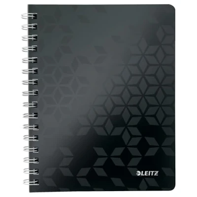 Abbildung von Leitz WOW Collegeblock in A5 Format, 80 Blatt, Kariert, Elfenbeinfarbiges Papier (80 g/m2), Spiralbindung, Schwarz, WOW, 46410095