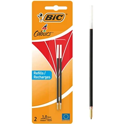 Abbildung von BIC 4 Farben Kugelschreiberminen rot Colours, 2er Pack, dokumentenechte Tinte, Kugeldurchmesser 1.0 mm, Strichstärke 0.4 mm