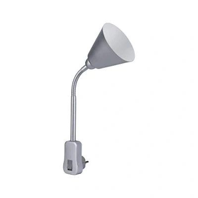 Abbildung von Paulmann 95429 Steckerleuchte Junus mit Flexarm max. 20 Watt Lampe Grau Metall, Kunststoff Licht E14 ohne Leuchtmittel