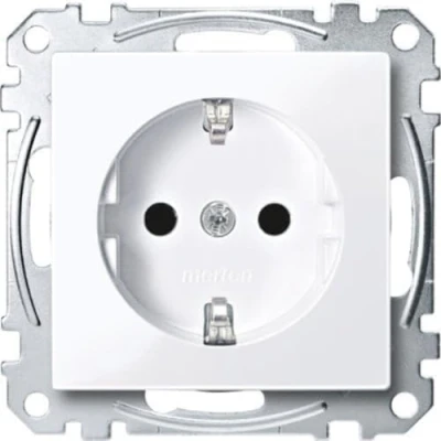 Abbildung von Schneider Electric Merten MEG2400 0325 SCHUKO Steckdose, erhöhter Berührungsschutz, Schraub Liftklemmen, aktivweiß glänzend, System M