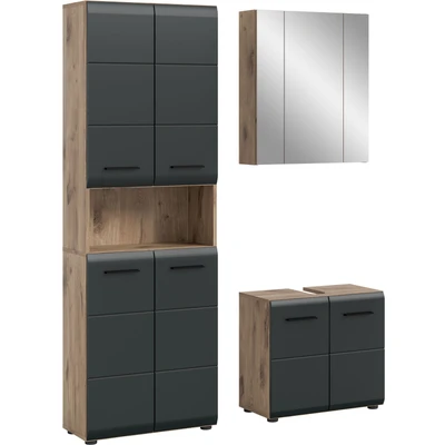 Abbildung von INOSIGN Badmöbel Set »FLORENZ, TOPSELLER!, 3 teilige Badkombination, hochwertige MDF Front«, (Set, St., best. aus: 1 Hochschrank, 1Waschbeckenunterschrank, Spiegelschrank), Bad Kombination, Möbel, Badezimmer, Kombi