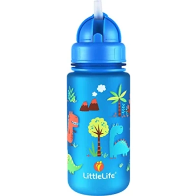 Abbildung von LittleLife Trinkflasche mit Strohhalm für Kinder, einfach zugängliche Trinköffnung, 400 ml