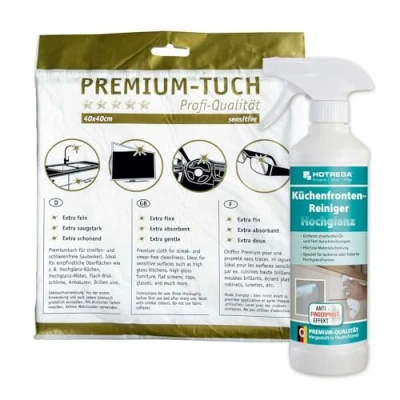 Abbildung von HOTREGA Küchenfronten Reiniger Hochglanz 500ml Küchenreinigung, Küchenreiniger, Intensivreiniger, Frontenreiniger (500ml inkl. Microfasertuch)