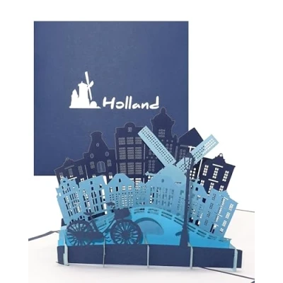 Abbildung von 3D Karte „Holland Amsterdam“ edle Pop Up Geburtstagskarte, Grußkarte, Souvenir und Geschenk als Einladung zum Städtetrip, Geschenkidee &amp; einzigartige Dekoration