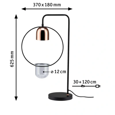 Abbildung von Paulmann 79746 Tischleuchte Fanja Pflanzenleuchte max. 20 Watt Tischlampe Schwarz, Kupfer Metall GU10