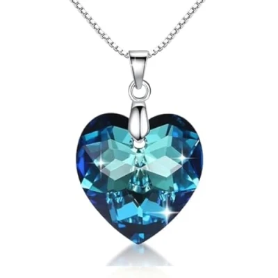 Abbildung von Crystalline Azuria Liebe Herz Kristalle Blau Halskette Anhänger Sterlingsilber 925 für Damen 45 cm