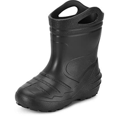 Abbildung von Ladeheid Gummistiefel Kinder federleichte Eva Regenschuhe Bequeme und leichte Regenstiefel perfekt für Frühling Sommer KL051 S (Schwarz, 29 EU)