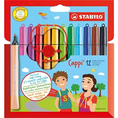 Abbildung von Filzstift mit Kappenring STABILO Cappi 12er Pack 12 verschiedenen Farben