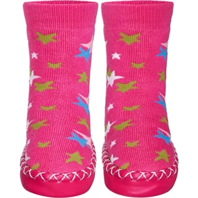 Abbildung von Playshoes Unisex Kinder Hüttenschuhe Hausschuh, Pink Sterne, 27/30 EU