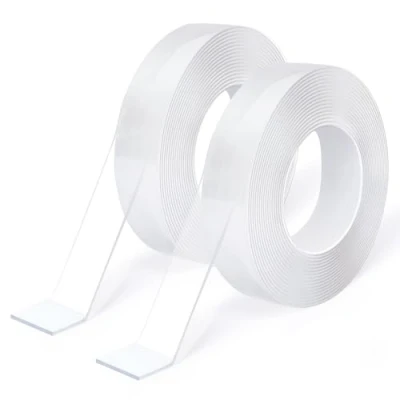 Abbildung von Art3d 8m Doppelseitiges Klebeband Nano Extra Stark Transparent Double Sided Tape 2 Rollen Mehrzweck Teppichmatte Fotorahmen Küche Bastelwandmontage Zuhause AutoTeppich