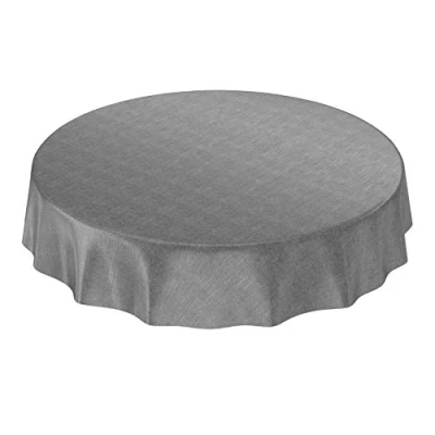 Abbildung von ANRO Wachstuchtischdecke Wachstuch Wachstischdecke Tischdecke Wachstuchdecke Anthrazit Leinenoptik Rund 140cm