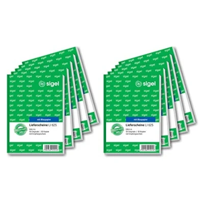 Abbildung von SIGEL LI625/10 Lieferscheine mit Empfangsschein, A6, 10 Stück á 2x50 Blatt
