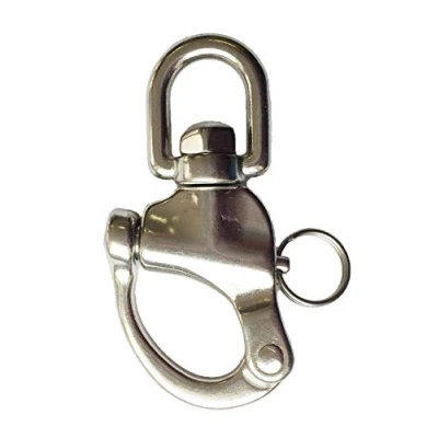 Abbildung von Sunload Schnappschäkel mit Wirbelauge, Edelstahl Guss V4A AISI 316 rostfrei (120 mm)