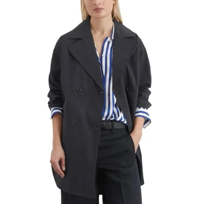Abbildung von Marc O&#039;Polo Blend Lapel Collar Rounded HEM Trenchcoat, Damen, Größe: 38, Deep night blue
