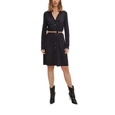 Abbildung von comma Damen jurk kort Kleid, 9999 Black, 44 Große Größen EU