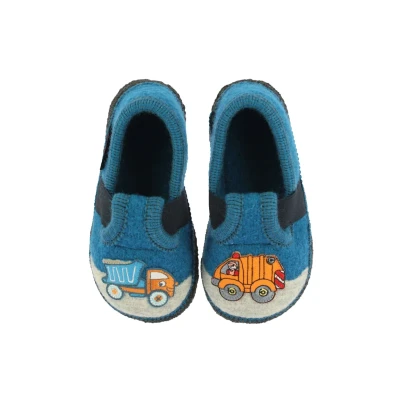 Abbildung von Beck Warmfutter LKW Hausschuh für Kinder, Größe: 23, Blau Schuhe