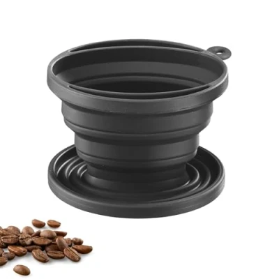 Abbildung von Westmark Kaffeefilter Faltbar aus Silikon Handfilter Kaffee Wiederverwendbar Ideal für Unterwegs, Camping &amp; Reise Schwarz, Gr. 2