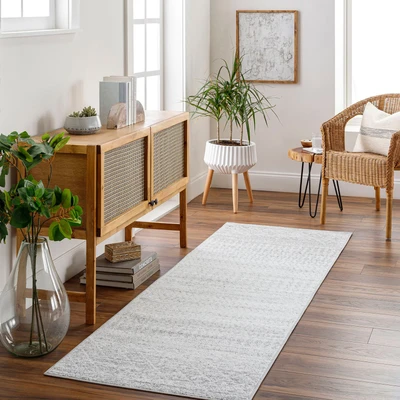 Abbildung von Surya Nice Teppich Wohnzimmer Boho, großer Schlafzimmer 80x150 cm für Esszimmer mit geometrischem Muster, Skandinavischer Wohnzimmerteppich modern in Hellgrau