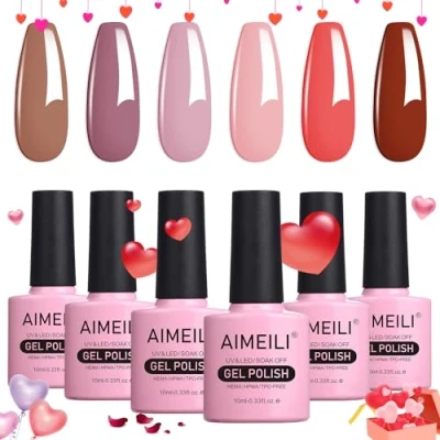 Abbildung von AIMEILI UV LED Gellack mehrfarbig ablösbarer Gel Nagellack Set Nail Polish Kit 6 x 10ml Nummer 30