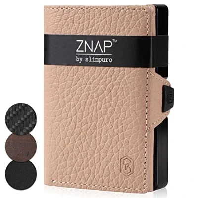 Abbildung von ZNAP® Slim Wallet Kreditkartenetui Geldbörse Herren Kartenhalter Geldbeutel Kartenetui Portemonnaie mit RFID Schutz 8 Karten Beige