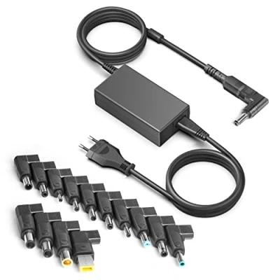 Abbildung von HKY 65W Universal Laptop Netzteil AC DC 15V 16V 18.5V 19V 19.5V 20V für Acer Fujitsu Siemens LG Lenovo Toshiba Medion HP Dell Samsung Asus Sony Gateway mit 15 Adapters, Netzteilkabel Max