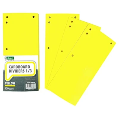 Abbildung von D.RECT 100er Pack Karton Trennstreifen. 11x24cm Trennlaschen Trennblätter Ordner Register 160g/m² Gelb 009448