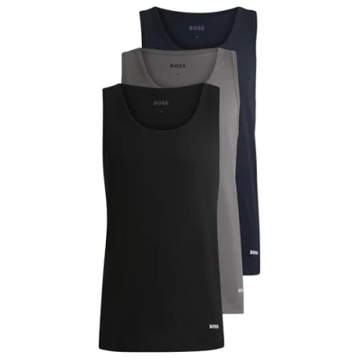 Abbildung von BOSS TANK Classic 3 PACK Unterhemd/shirt, Herren, Größe: Small, Black/grey/dark blue