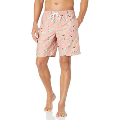 Abbildung von Amazon Essentials Herren Badehose, 23 cm, Mit Lockerer Passform und Schnelltrocknend Auslauffarben, Rosa Früchte, XL